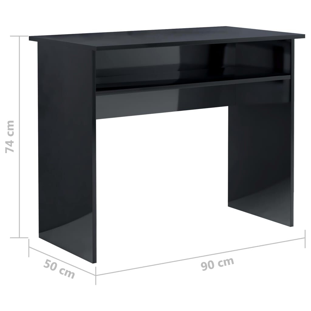 vidaXL Γραφείο Γυαλιστερό Μαύρο 90 x 50 x 74 εκ. από Μοριοσανίδα