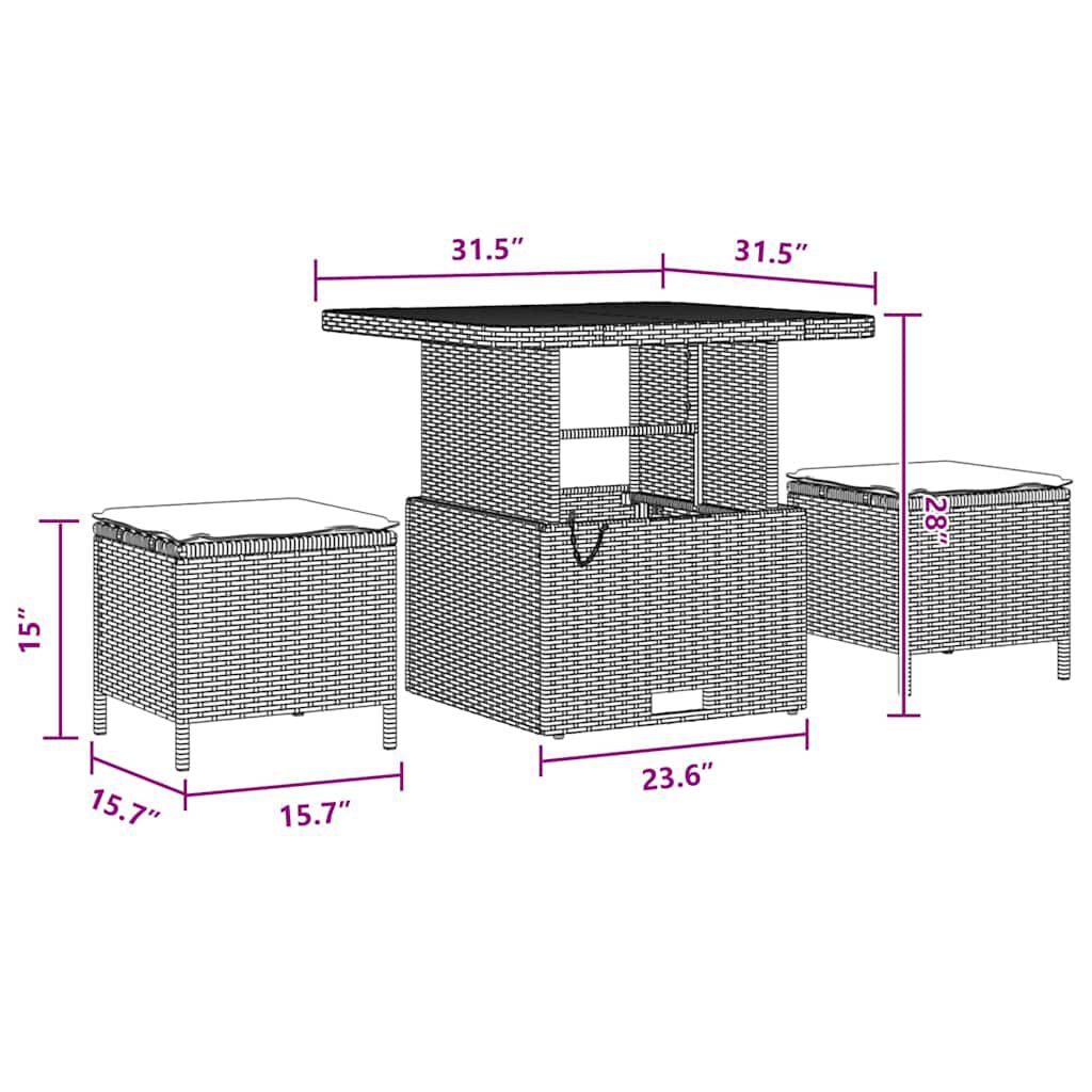 vidaXL Σετ Καναπέ Κήπου με μαξιλάρι 10 pcs Μαύρο 80 x 80 x 71 cm
