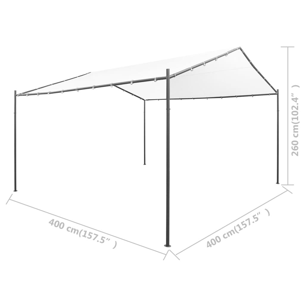 vidaXL Κιόσκι Κήπου Λευκό 400 x 400 x 260 εκ. 180 γρ./μ²