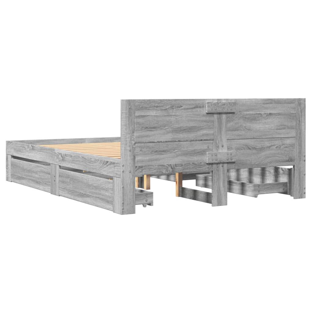vidaXL Πλαίσιο Κρεβατιού με Κεφαλάρι Γκρι Sonoma 120x200εκ. Επεξ. Ξύλο