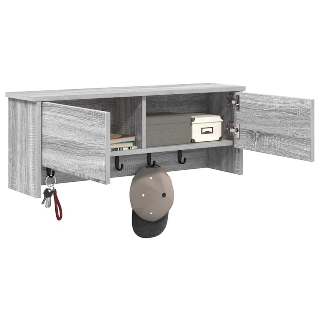 vidaXL Τοίχου Κρεμάστρα Γκρι sonoma 80 x 20 x 30 cm Επεξεργασμένο ξύλο