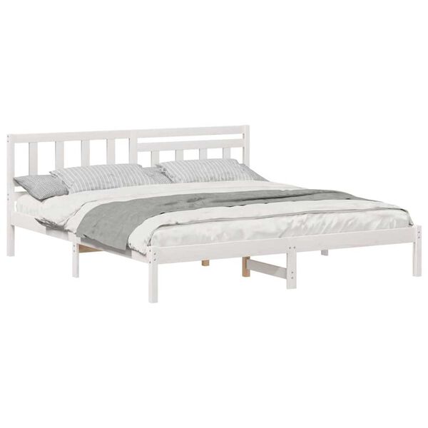 vidaXL Σκελετός Κρεβατιού Λευκό 200 x 200 cm Μασίφ ξύλο πεύκου
