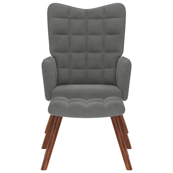 vidaXL Πολυθρόνα Χαλάρωσης με Σκαμπό Σκούρο Γκρι Βελούδο