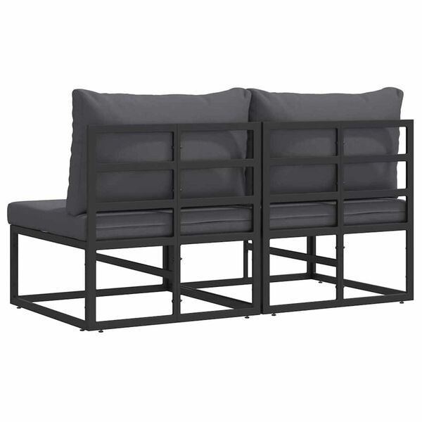 vidaXL Εξωτερικά Έπιπλα με μαξιλάρι με μαξιλάρι 2 pcs Μαύρο Αλουμίνιο