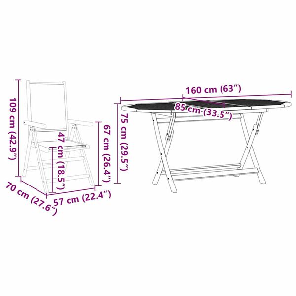 vidaXL Σέτ φαγητού για κήπο Πτυσσόμενος 5 pcs Taupe Μασίφ ξύλο ακακίας