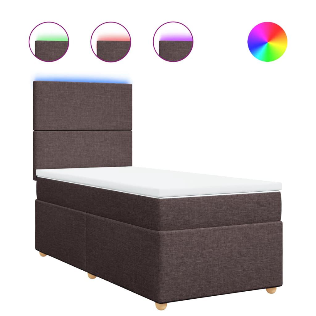 vidaXL Κρεβάτι Boxspring με Στρώμα Σκούρο Καφέ 80x200 εκ. Υφασμάτινο