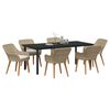 vidaXL Σέτ φαγητού για κήπο με μαξιλάρι 7 pcs Μπεζ συνθετικό ρατάν