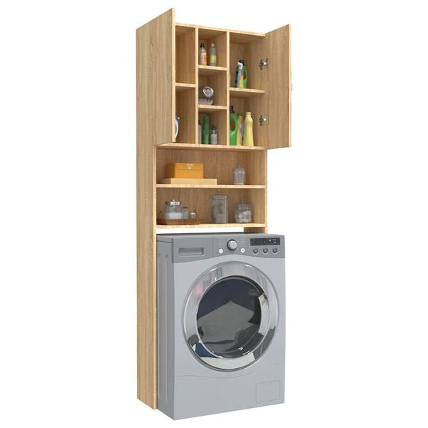 vidaXL Ντουλάπι Πλυντηρίου Sonoma Δρυς 64 x 25,5 x 190 εκ.