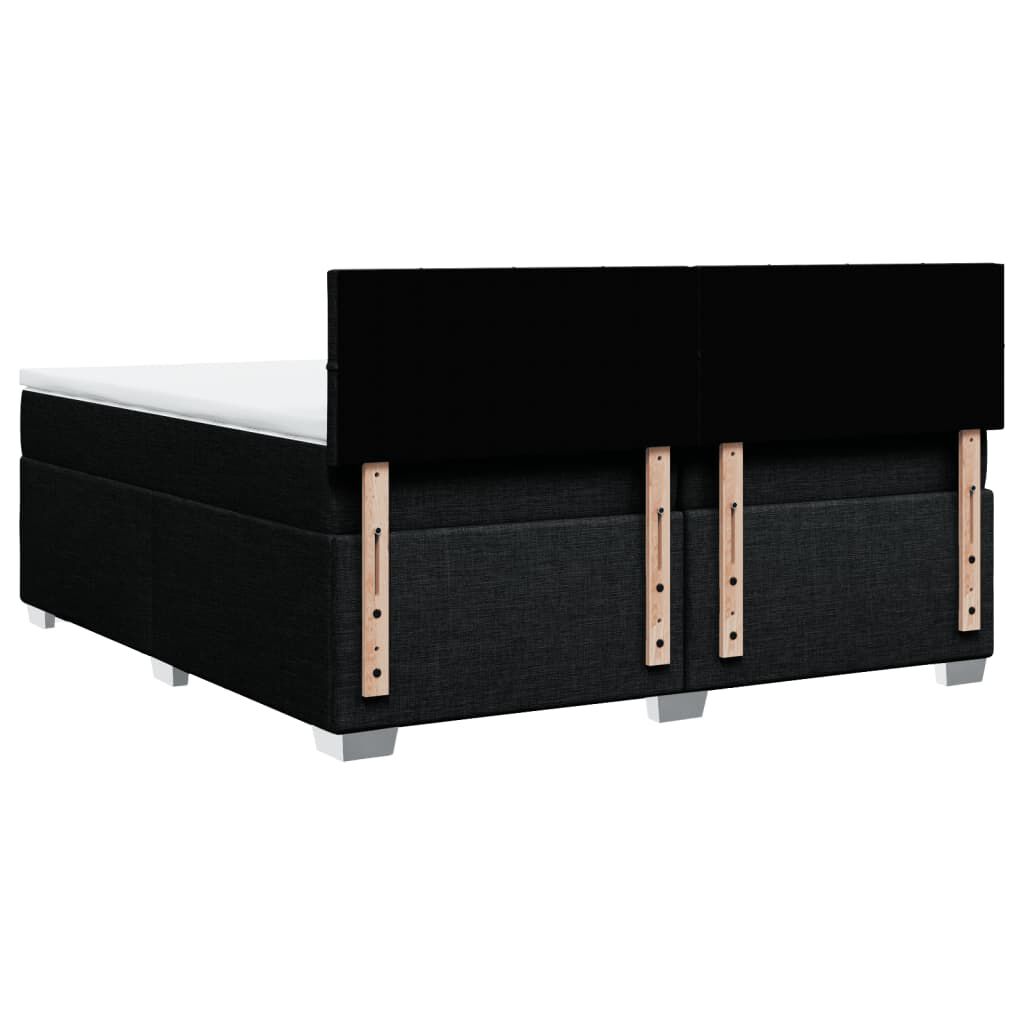 vidaXL Κρεβάτι Boxspring με Στρώμα Μαύρο 200x200 εκ. Υφασμάτινο