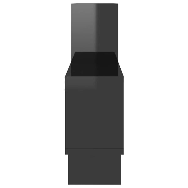 vidaXL Ράφι Τοίχου Σχήμα Αυτοκιν. Γυαλ. Μαύρο 82x15x51 εκ. Επεξ. Ξύλο