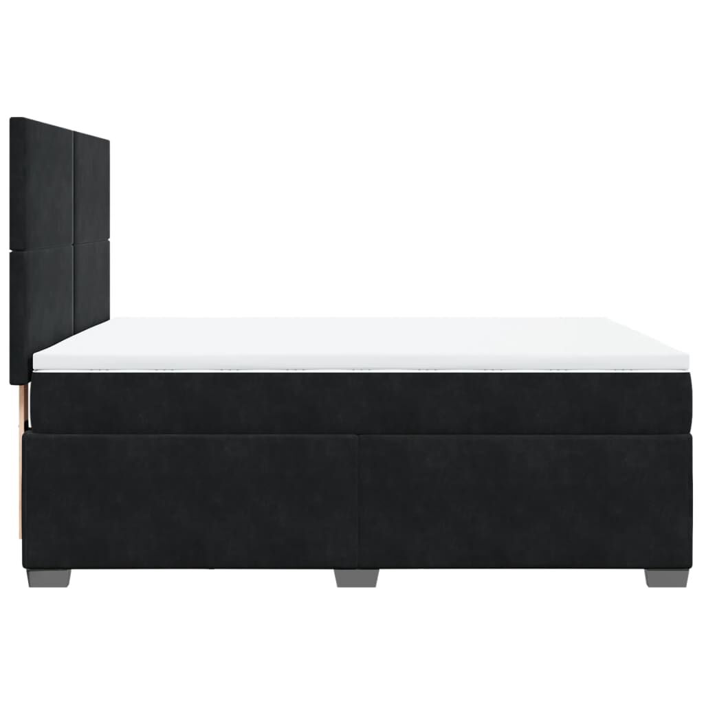 vidaXL Κρεβάτι Boxspring με Στρώμα Μαύρο 140x190 εκ. Βελούδινο