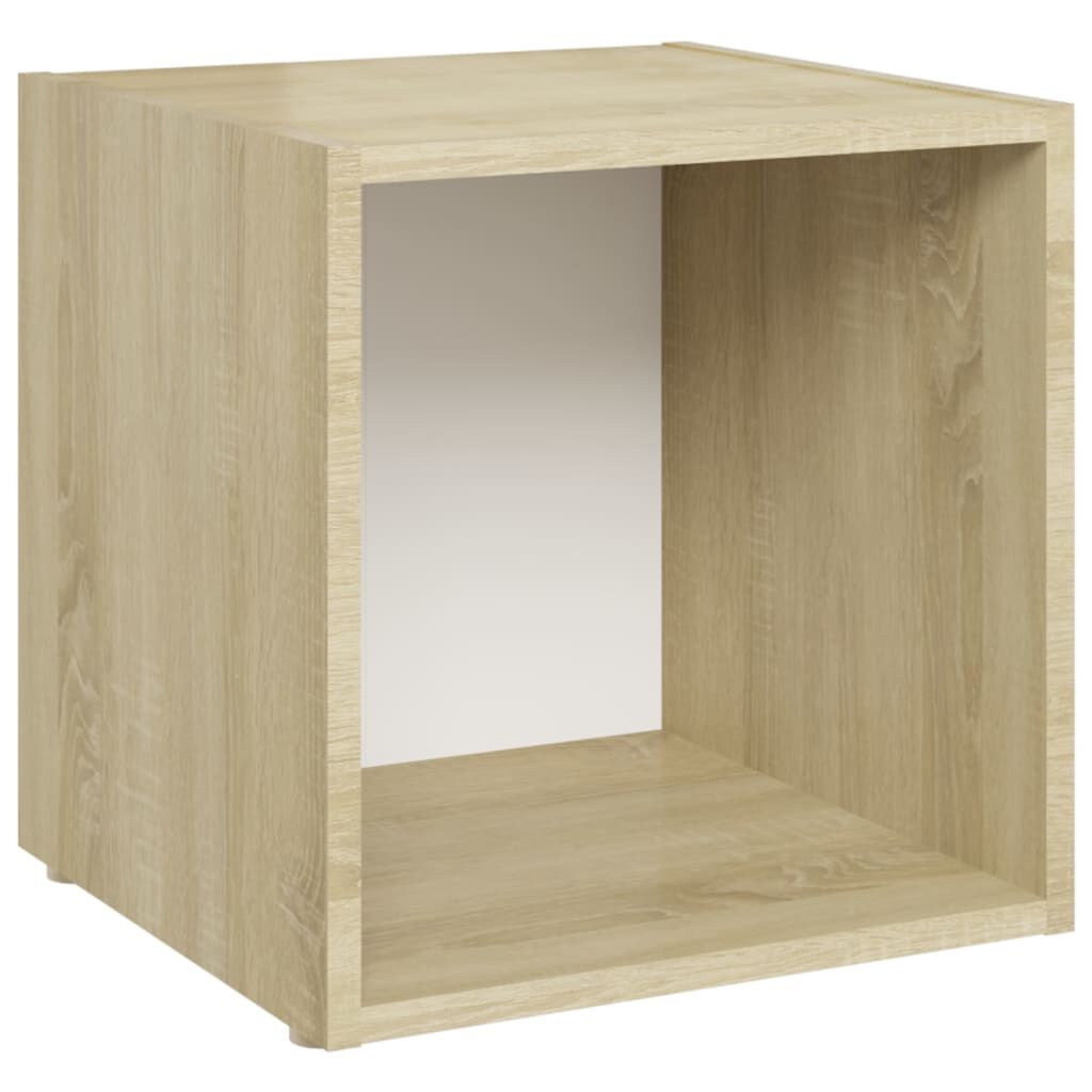 vidaXL Έπιπλα Τηλεόρασης 4 τεμ. Λευκό & Δρυς 37x35x37 εκ. Επεξ. Ξύλο