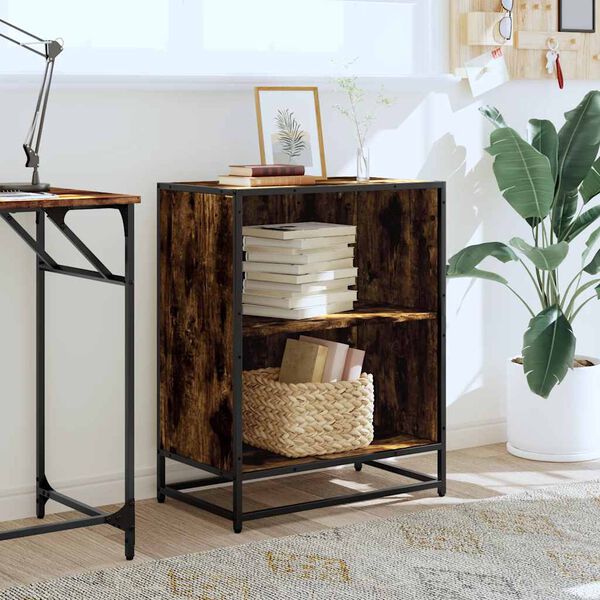 vidaXL Ντουλάπι βιβλίων καπνιστή δρυς 60x35x76 cm Κατασκευασμένο ξύλο