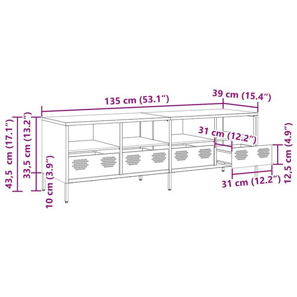 vidaXL Έπιπλο Τηλεόρασης Μουσταρδί 135x39x43,5 εκ Ατσάλι Ψυχρής Έλασης