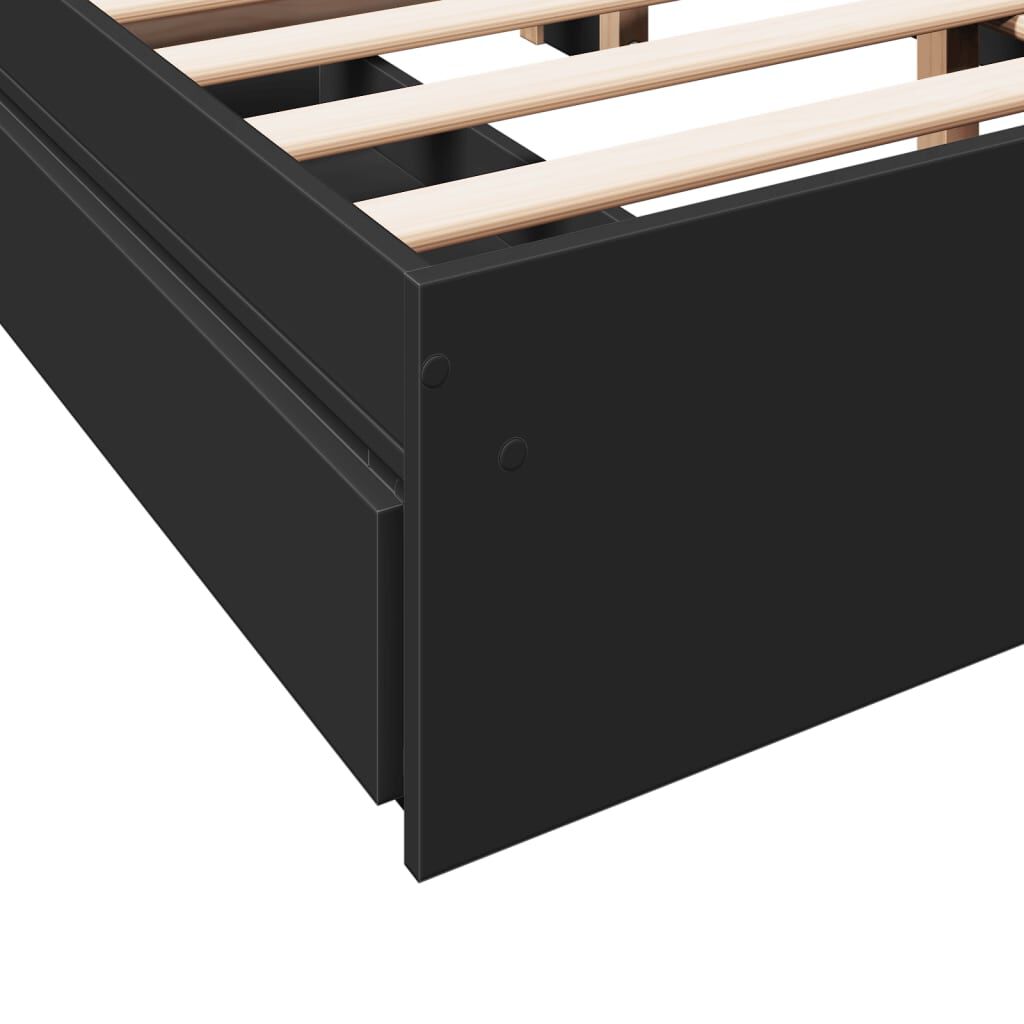 vidaXL Πλαίσιο Κρεβατιού με Συρτάρια Μαύρο 120x190 εκ Επεξεργ. Ξύλο