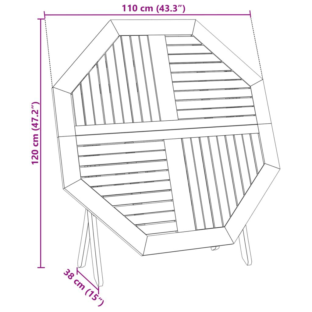 vidaXL Τραπέζι Κήπου Πτυσσόμενο Ø110x75 εκ. Μασίφ Ξύλο Ακακίας