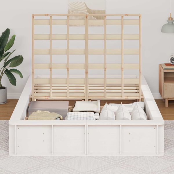 vidaXL Σκελετός Κρεβατιού Λευκό 210 x 158 x 30 εκ Στερεά ξυλεία πεύκου