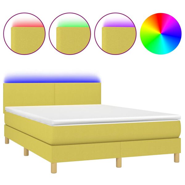 vidaXL &Kappa;&rho;&epsilon;&beta;ά&tau;&iota; Boxspring &mu;&epsilon; &Sigma;&tau;&rho;ώ&mu;&alpha; & LED &Pi;&rho;ά&sigma;&iota;&nu;&omicron; 140x190 &epsilon;&kappa; &Upsilon;&phi;&alpha;&sigma;&mu;ά&tau;&iota;&nu;&omicron;