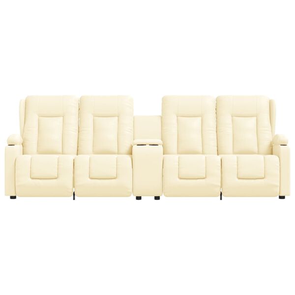 vidaXL Πολυθρόνα Μασάζ Τετραθέσια Ποτηροθήκη Ανακλ. Κρεμ Συνθ. Δέρμα