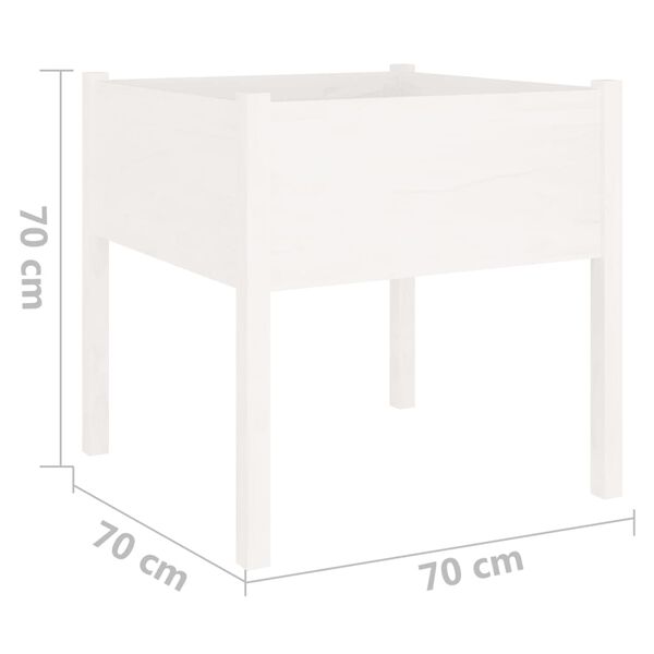 vidaXL Ζαρντινιέρες 2 τεμ. Λευκό 70 x 70 x 70 εκ. Μασίφ Ξύλο Πεύκου