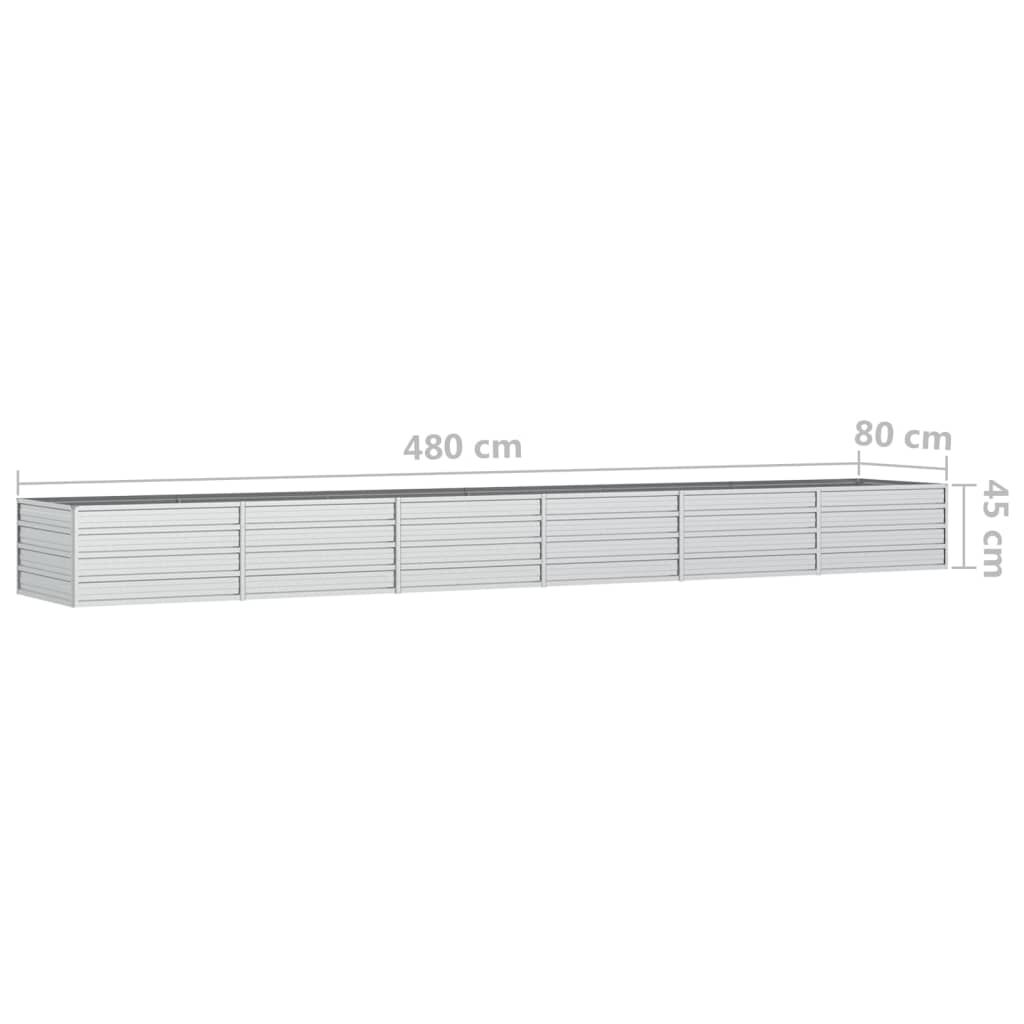 vidaXL Ζαρντινιέρα Υπερυψωμένη Ασημί 480x80x45 εκ. Γαλβανισμ. Χάλυβας