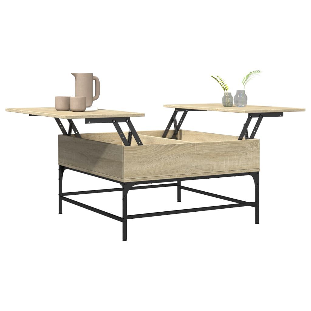 vidaXL Τραπεζάκι Σαλονιού Sonoma Δρυς 80x80x45εκ Επεξ. Ξύλο + Μέταλλο