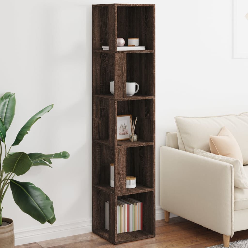 vidaXL Γωνιακό Έπιπλο Καφέ δρυς 33x33x164,5 εκ. από Επεξεργ. Ξύλο