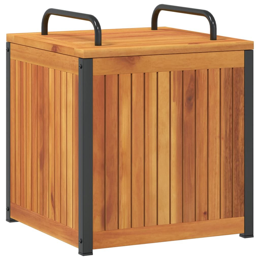 vidaXL Κουτί Μαξιλαριών Εξ. Χώρου 45x45x45/53 εκ. Μασίφ Ακακία/Ατσάλι