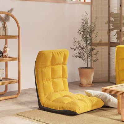 vidaXL Καρέκλα Δαπέδου Πτυσσόμενη Κίτρινο Μουσταρδί Υφασμάτινη