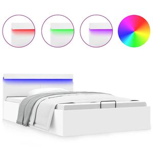 vidaXL Πλαίσιο Κρεβατιού με Αποθ. Χώρο/LED Λευκό 120x200 εκ. Δερματίνη