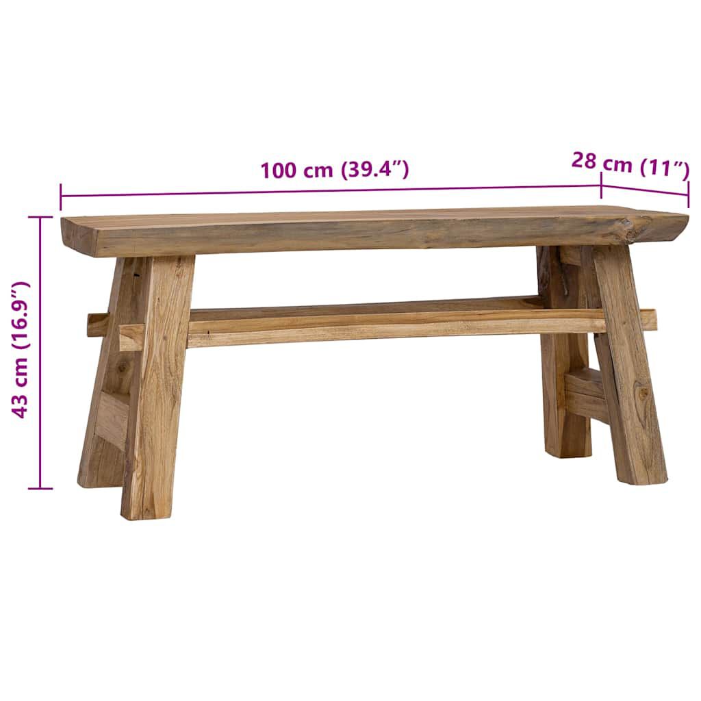 vidaXL Παγκάκι 100x28x43 εκ. από Μείγμα Ανακυκλωμένων Ξύλων/Μασίφ teak