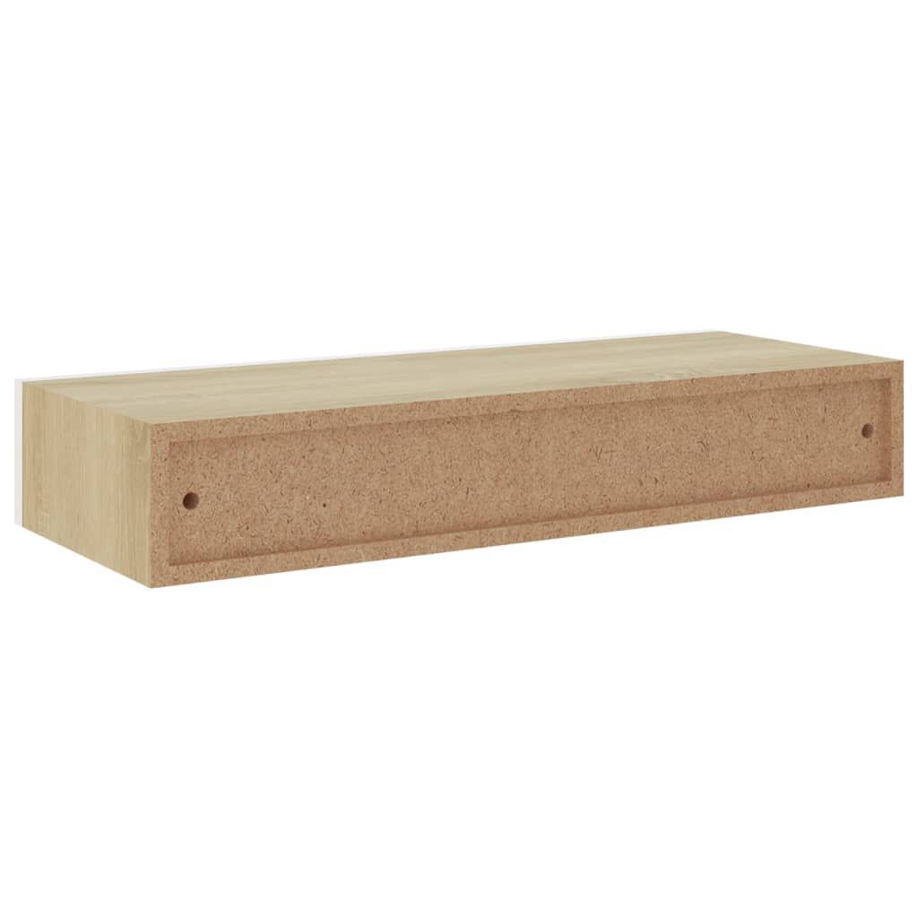 vidaXL Ράφι Επιτοίχιο με Συρτάρι Δρυς/Λευκό 60 x 23,5 x 10 εκ. από MDF
