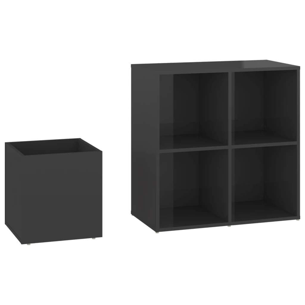 vidaXL Παπουτσοθήκη Χολ Γυαλ. Γκρι 105 x 35,5 x 70 εκ από Επεξ. Ξύλο