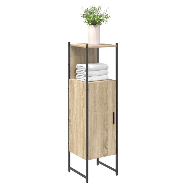 vidaXL Ντουλάπι Μπάνιου Μπεζ 33 x 33 x 120.5 εκ. Επεξεργασμένο ξύλο