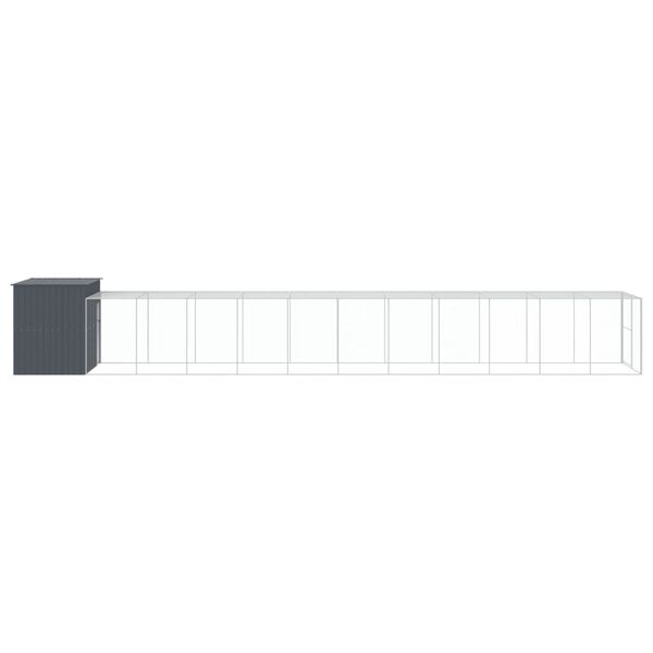 vidaXL Σπιτάκι Σκύλου με Αυλή Ανθρακί 214x1273x181 εκ. Γαλβαν. Χάλυβας