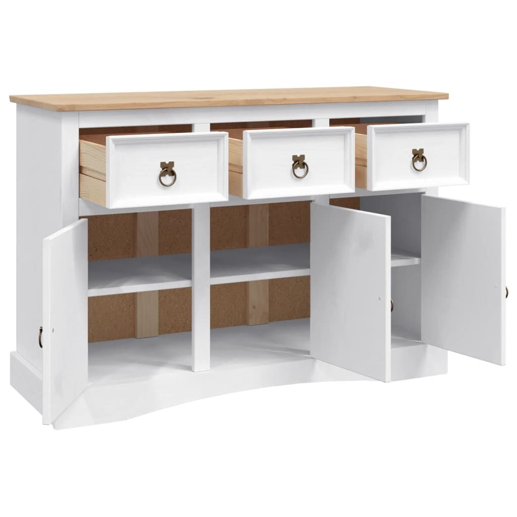 vidaXL Μπουφές Μεξικ. Στιλ Corona Λευκό 132x43x78 εκ. Ξύλο Πεύκου