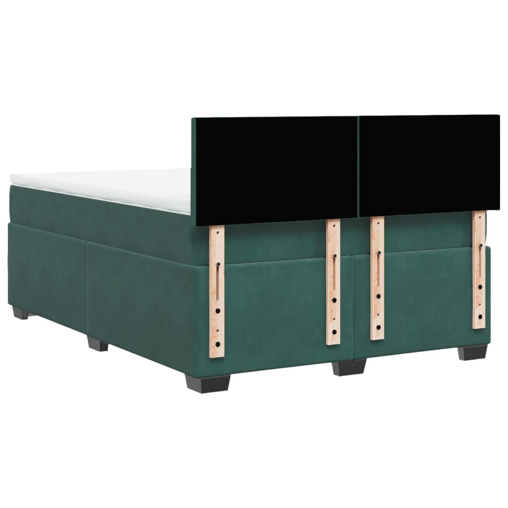 vidaXL Κρεβάτι Boxspring με Στρώμα Σκούρο Πράσινο 140x190εκ. Βελούδινο