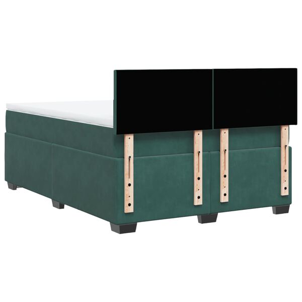 vidaXL Κρεβάτι Boxspring με Στρώμα Σκούρο Πράσινο 140x190εκ. Βελούδινο