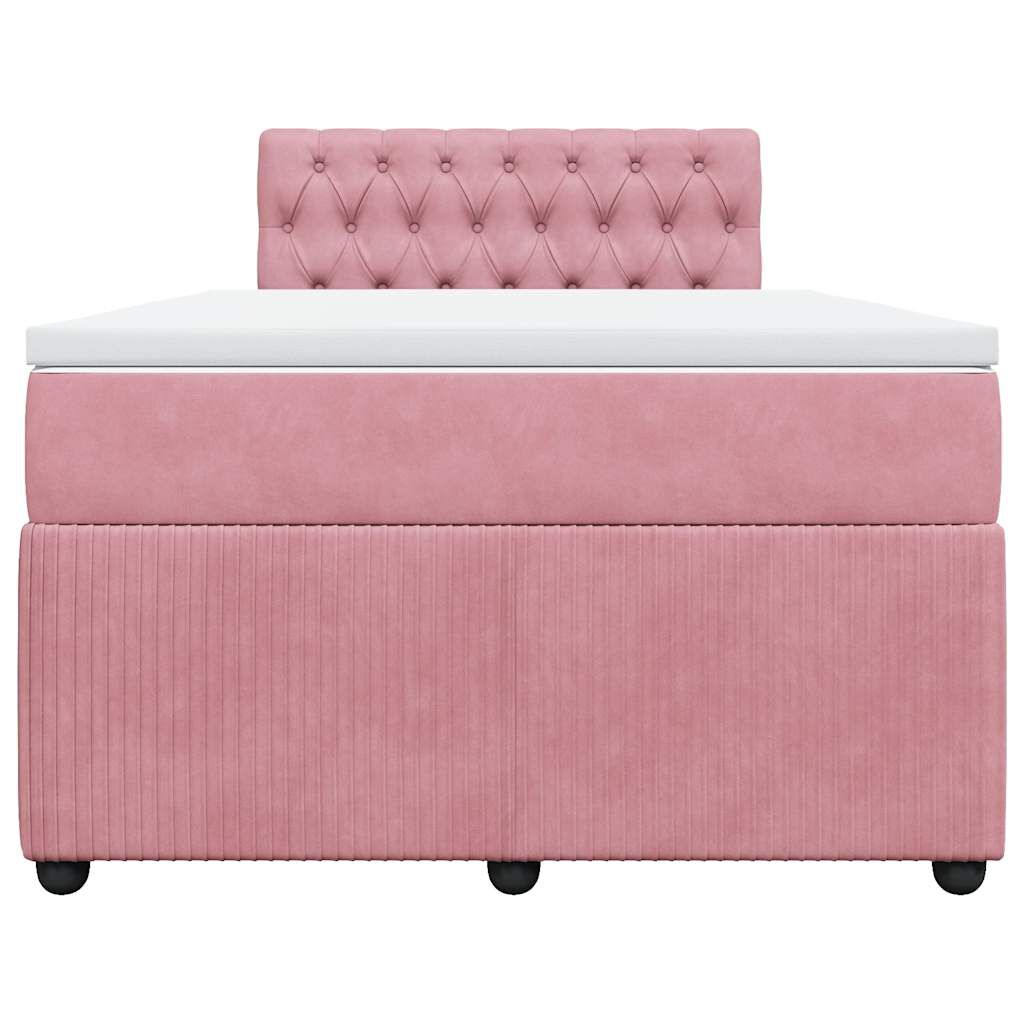 vidaXL Κρεβάτι Boxspring με Στρώμα Ροζ 120x190 εκ. Βελούδινο