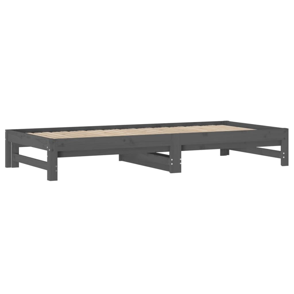 vidaXL Καναπές Κρεβάτι Συρόμενος Γκρι 2x(90x200) εκ. Μασίφ Ξύλο Πεύκου