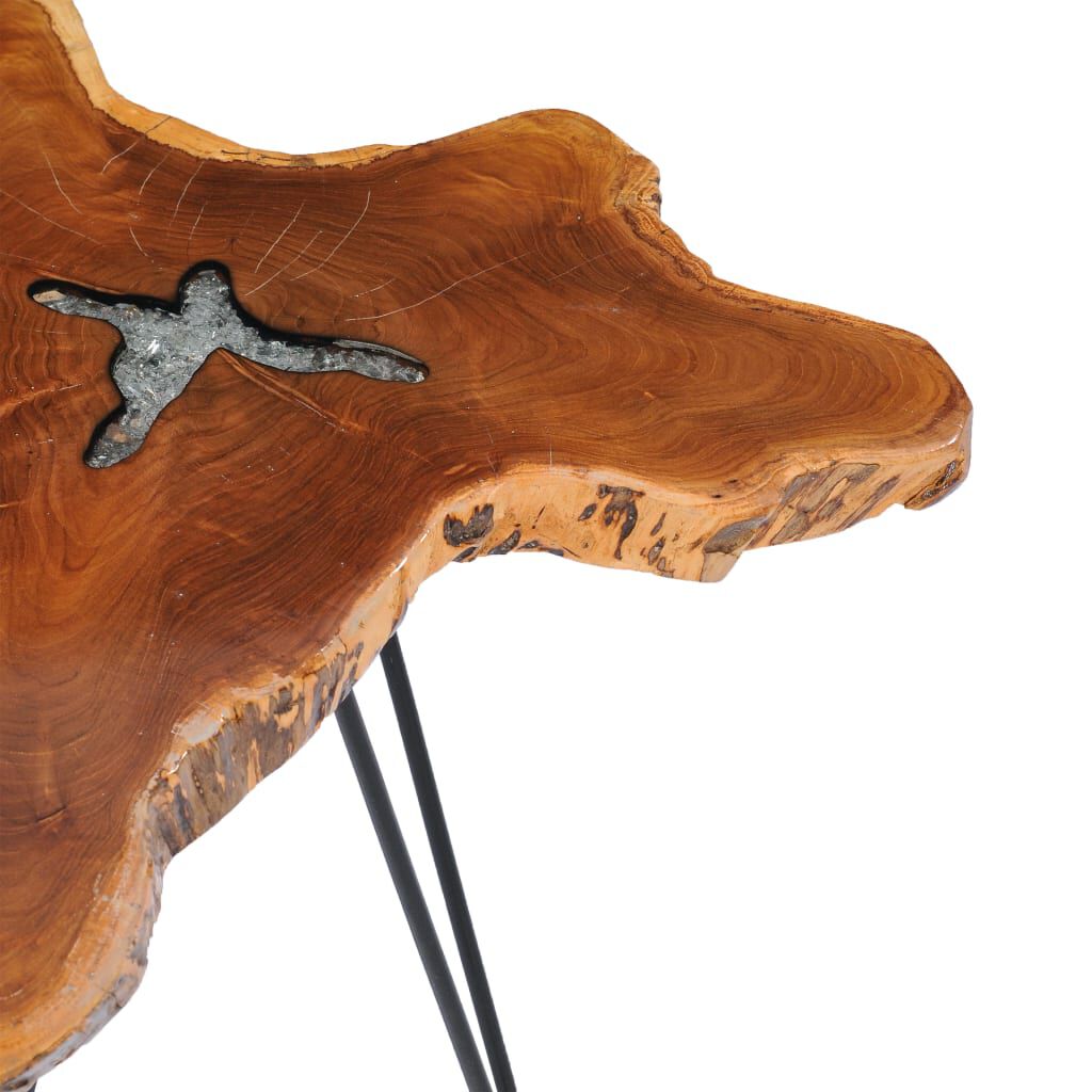 vidaXL Τραπεζάκι Σαλονιού 70x45 εκ. από Μασίφ Ξύλο Teak / Συνθ. Ρητίνη