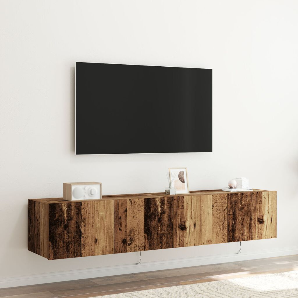 vidaXL Ντουλάπες τηλεόρασης με φώτα LED 2 τεμάχια Παλιό ξύλο 80x35x31 εκ.