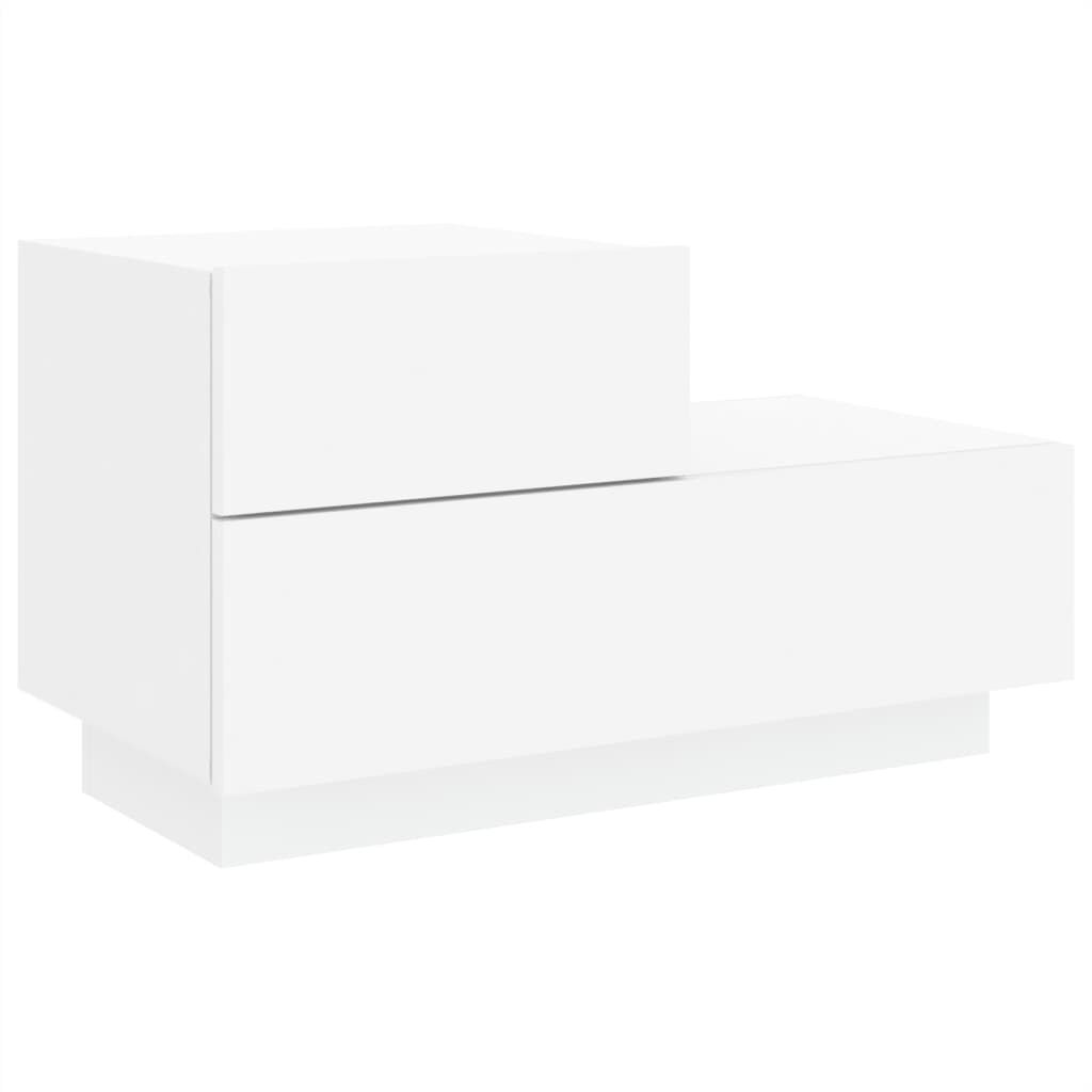 vidaXL Κομοδίνο με Φώτα LED Λευκό 70 x 36 x 40,5 εκ.