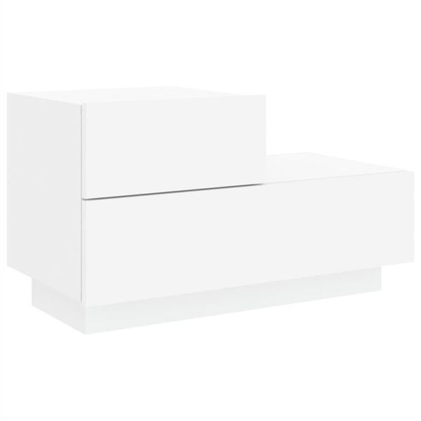 vidaXL Κομοδίνο με Φώτα LED Λευκό 70 x 36 x 40,5 εκ.