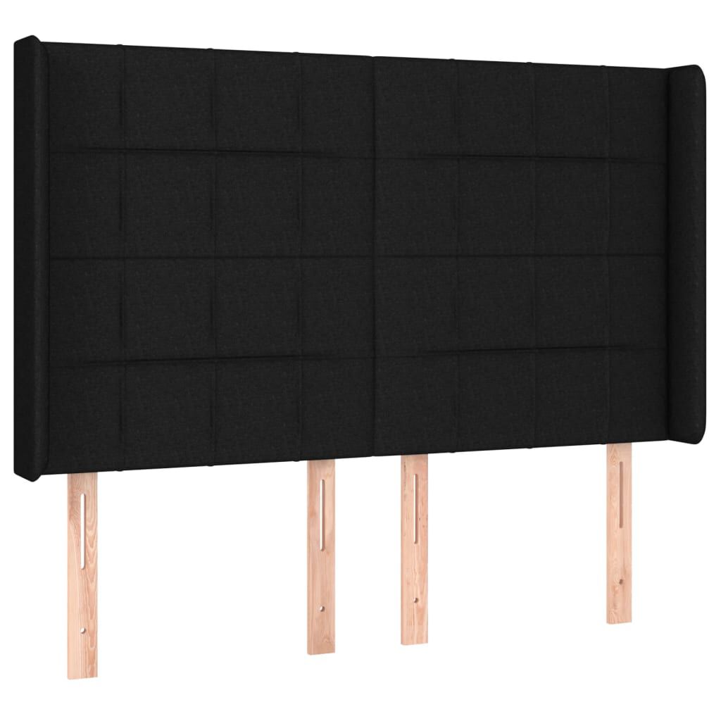 vidaXL Κεφαλάρι Κρεβατιού LED Μαύρο 147x16x118/128 εκ. Υφασμάτινο