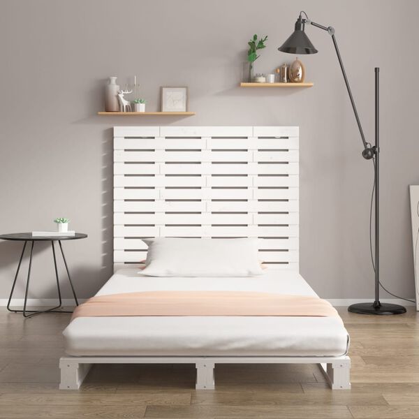 vidaXL Κεφαλάρι Τοίχου Λευκό 141x3x91,5 εκ. από Μασίφ Ξύλο Πεύκου
