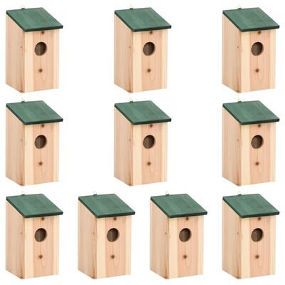 vidaXL Φωλιές Πουλιών 10 τεμ. 12 x 12 x 22 εκ. από Μασίφ Ξύλο Ελάτης
