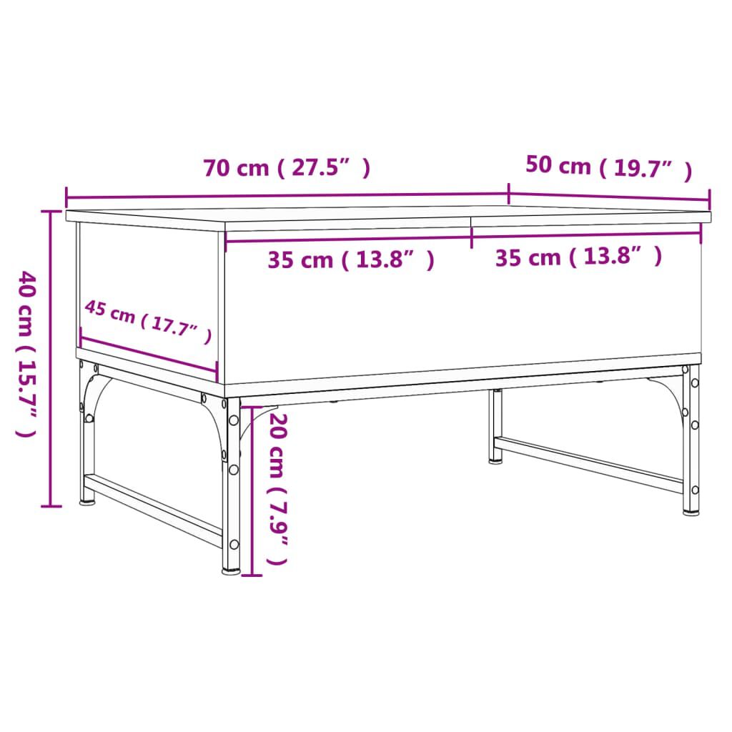 vidaXL Τραπεζάκι Σαλονιού Γκρι Sonoma 70x50x40 εκ. Επεξ. Ξύλο/Μέταλλο