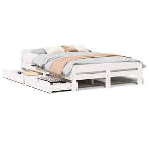 vidaXL Σκελετός Κρεβ. Χωρίς Στρώμα Λευκό 150x200 εκ Μασίφ Πεύκο