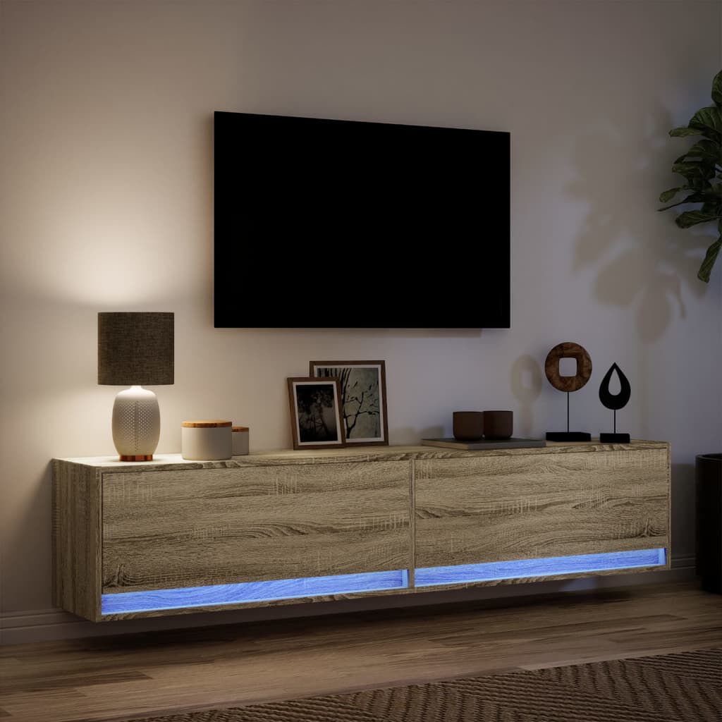 vidaXL Έπιπλο Τοίχου Τηλεόρασης με LED Sonoma Δρυς 180x31x38 εκ.